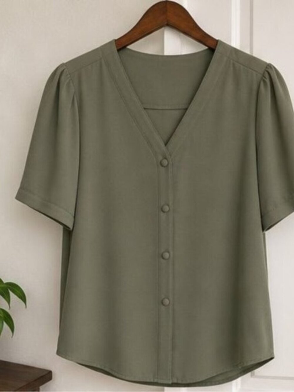 Olive Puff Sleeve Top